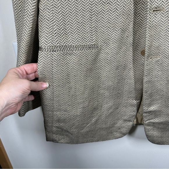 Giorgio Armani Borgo 21 Linen Blend Sport Coat Blazer in Tan Size 52R - Picture 4 of 9